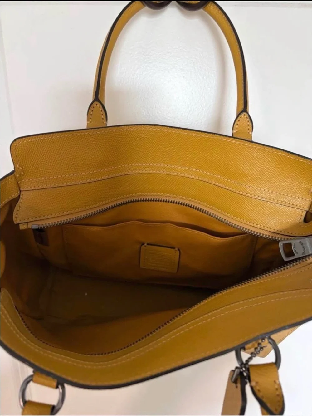 Coach Pebble Leather Satchel in Mustard